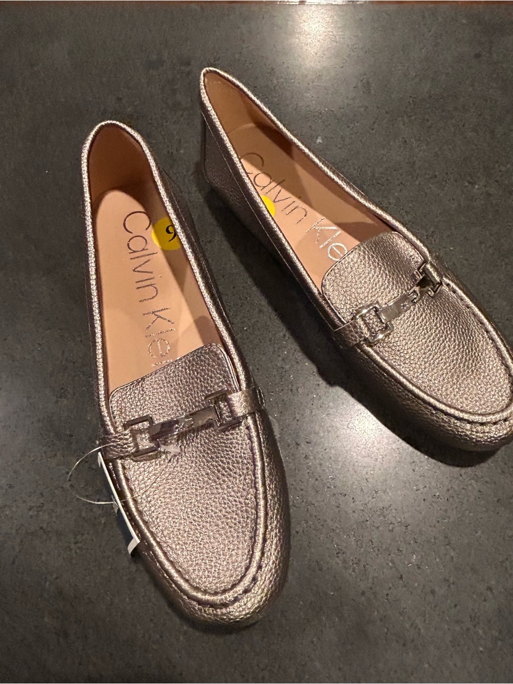 Calvin Klein Metallic Silver Driving Loafers for Women